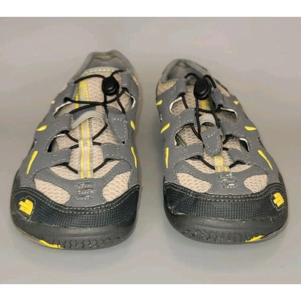 The North Face Hedgefrog Sandals Boys Youth 4 Grey Easy Pull Laces Water Shoes